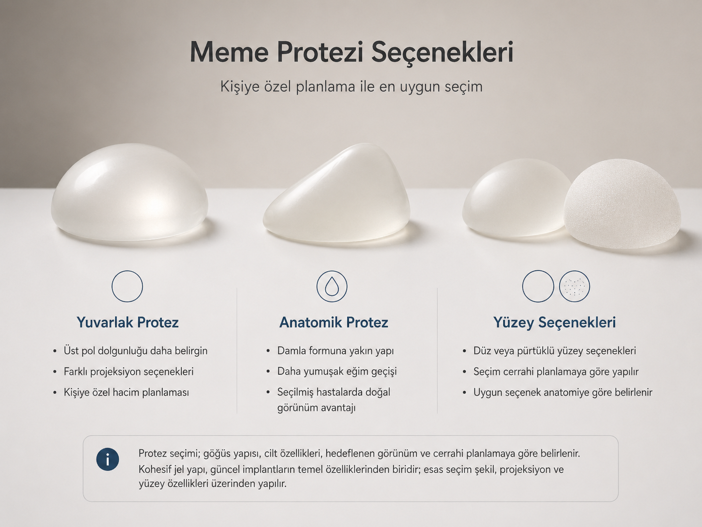 Yuvarlak ve anatomik meme implantı seçeneklerinin kişiye özel değerlendirilmesi